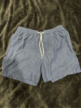 Source Unknown Men's Light Navy Swim Trunks with White Drawstring